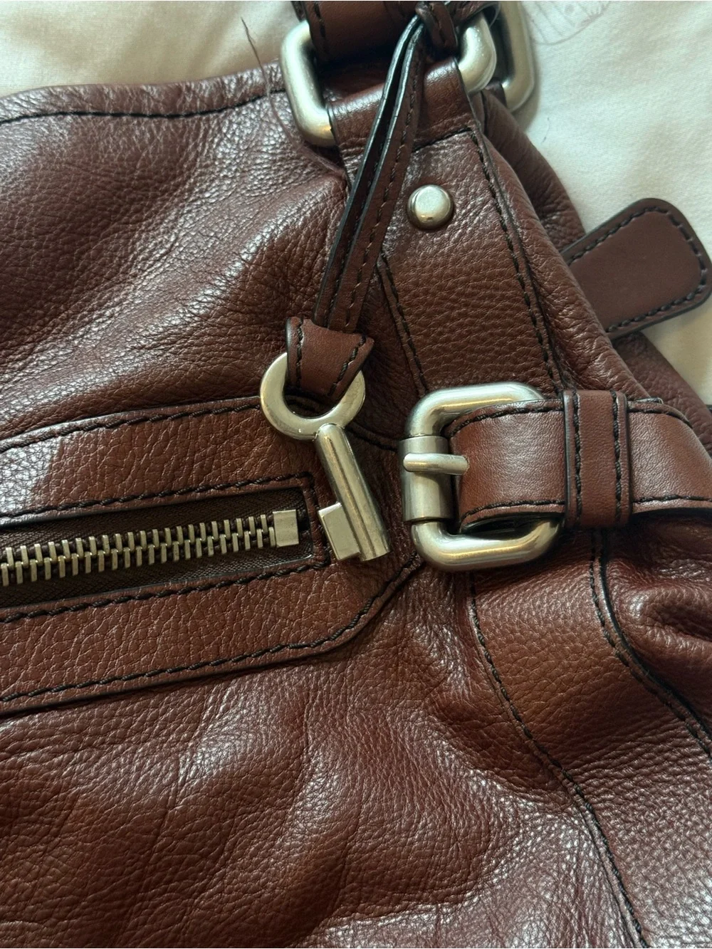 Fossil | Vintage Leather Maddox Satchel Hobo Buckle Handbag